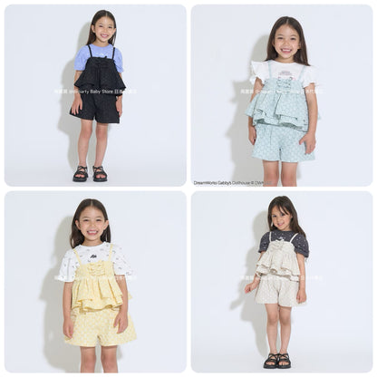 Japanese children's clothing Ly# mine tank top and shorts set 100-150cm girls summer TOPS PANTS 