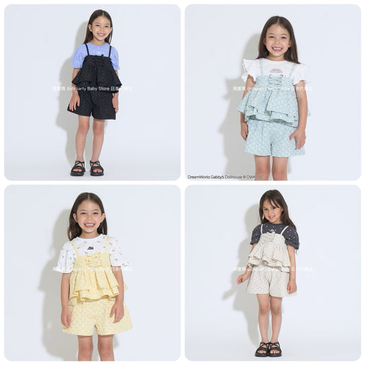 Japanese children's clothing Ly# mine tank top and shorts set 100-150cm girls summer TOPS PANTS 