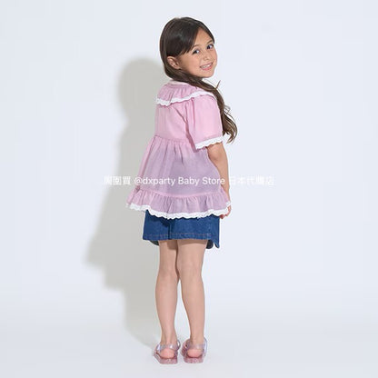 Japanese children's clothing Ly# mine chiffon coat shirt 100-150cm girls summer TOPS OUTERWEAR 