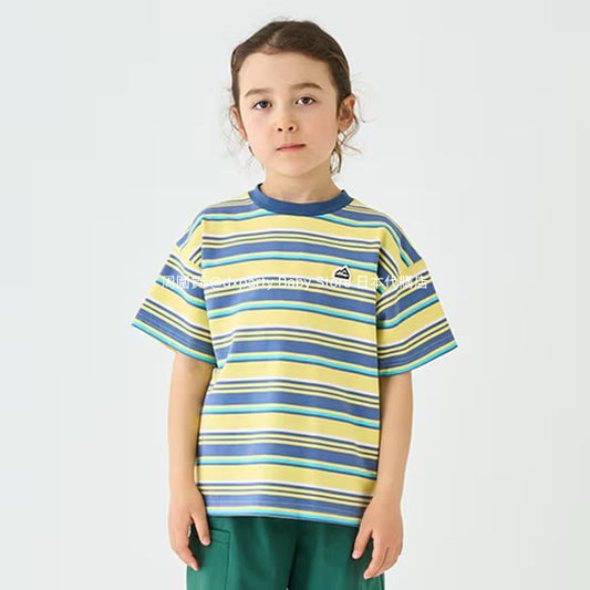 Japanese children's clothing mini#ML striped top 90-140cm boys/girls summer TOPS 