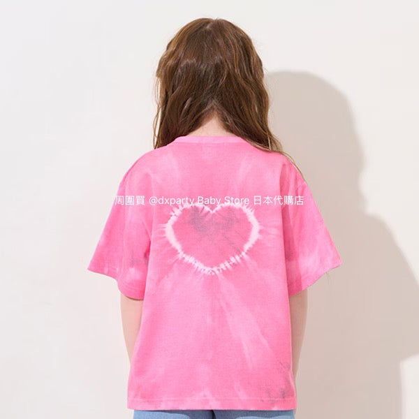 Japanese children's clothing X-girl Stages heart-shaped tie-dye top 80-140cm girls summer TOPS 