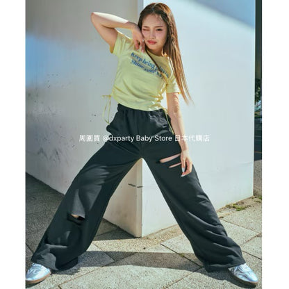 Lovetoxic Japanese Children's Clothing Waisted Short Top 140-170cm Girls Summer TOPS 
