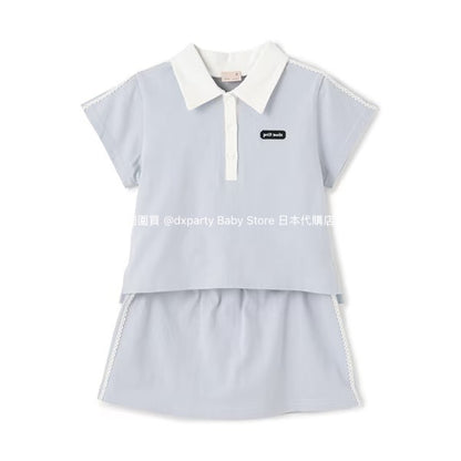 Japanese children's clothing pe#main Contact Cool Polo Two-Piece Set 80-130cm Girls Summer TOPS SKIRTS 