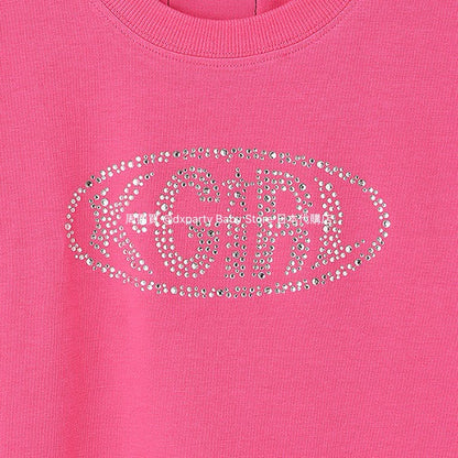 Japanese children's clothing X-girl Stages rhinestone print top 90-140cm girls summer TOPS 