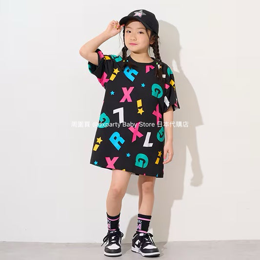 Japanese children's clothing X-girl Stages colorful logo print dress 80-140cm girls summer dresses 