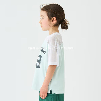 Japanese children's clothing mini#ML mesh sports top 100-140cm boys/girls summer TOPS 