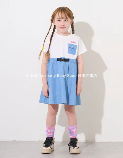 Japanese children's clothing X-girl Stages patchwork dress 80-140cm girls summer dresses 