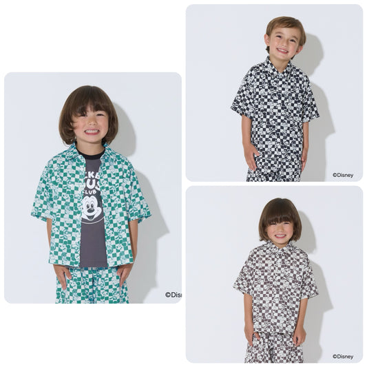 Japanese children's clothing b・R# x Diseny full-print shirt jacket 100-150cm boys'/girls' summer outerwear 
