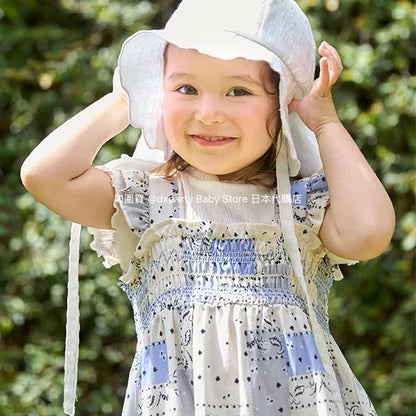 Japanese children's clothing pe#main pleated suspender dress 80-130cm girls summer dresses 