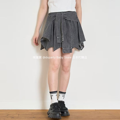 Lovetoxic Japanese children's clothing shirt wrap denim culottes 140-170cm girls summer PANTS 