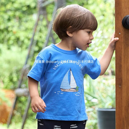 Japanese children's clothing pe#main printed tops 80-130cm boys' summer TOPS 