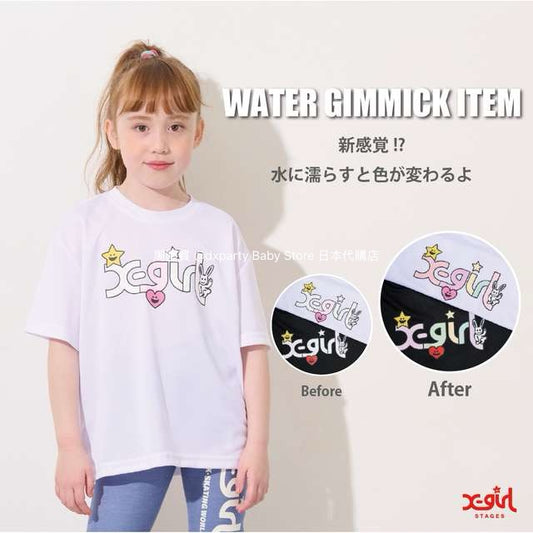 Japanese children's clothing X-girl Stages contact cool water absorption quick dry color changing print top 80-140cm girls summer TOPS 
