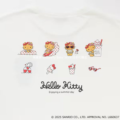 Lovetoxic x Sanrio Japan-Style Hello Kitty Cold-Contact Print Top (130-160cm) for Girls (Summer) 