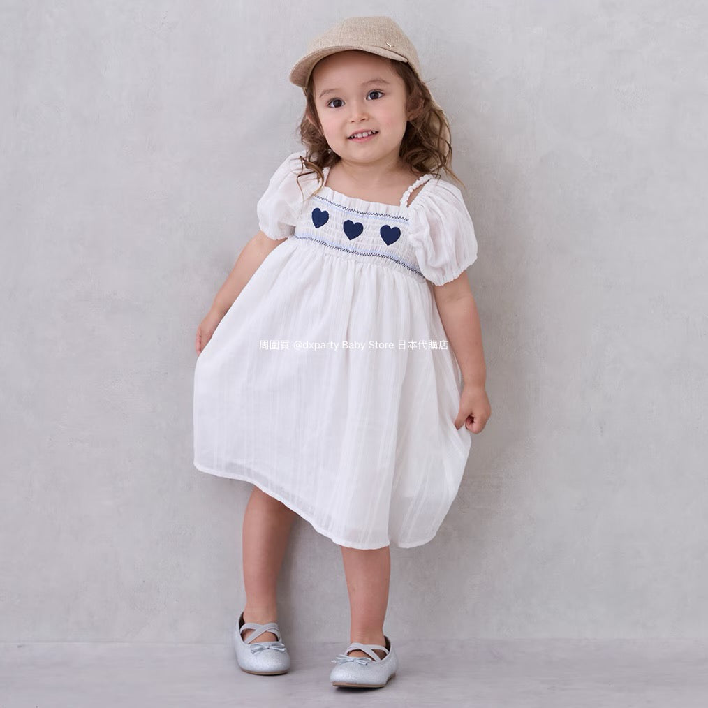 Japanese children's clothing pe#main Heart embroidered dress 80-130cm Girls' summer dresses 