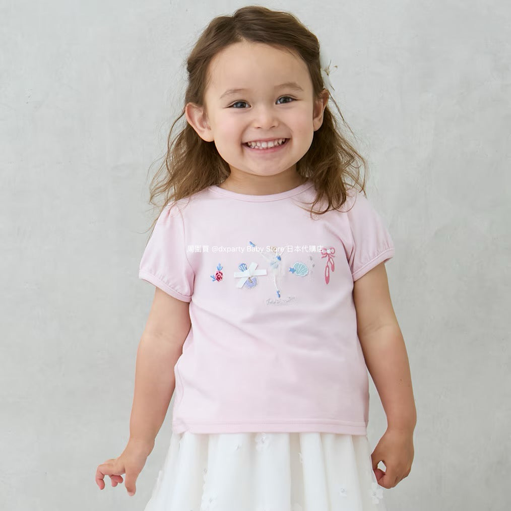 Japanese children's clothing pe#main contact cool embroidered top 80-130cm girls summer TOPS 