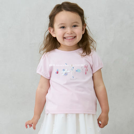 Japanese children's clothing pe#main contact cool embroidered top 80-130cm girls summer TOPS 