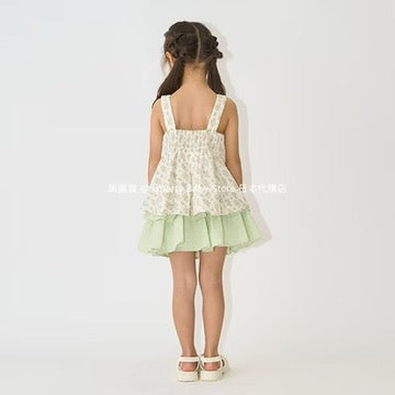 Japanese children's clothing Ly# mine ruffled camisole top 100-150cm girls summer TOPS 