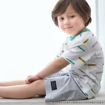 Japanese children's clothing pe#main x Shinkansen pajamas 80-130cm boys' summer railway series pajamas series 