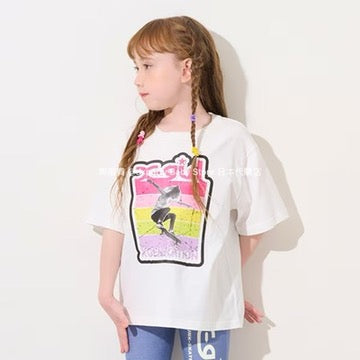 Japanese children's clothing X-girl Stages skateboard girl print top 90-140cm girls summer TOPS 