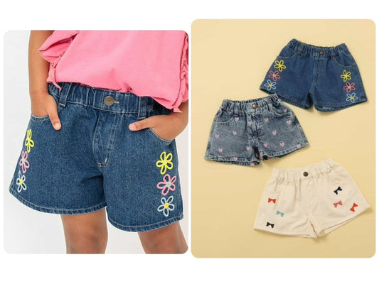 Japanese children's clothing BREEZE embroidered denim shorts 80-140cm girls' summer PANTS 