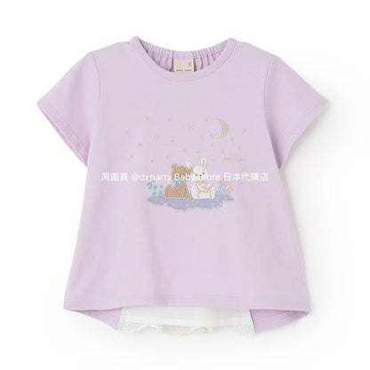 Japanese children's clothing pe#main Starry sky pupu &amp; tete tops 80-130cm girls summer TOPS 
