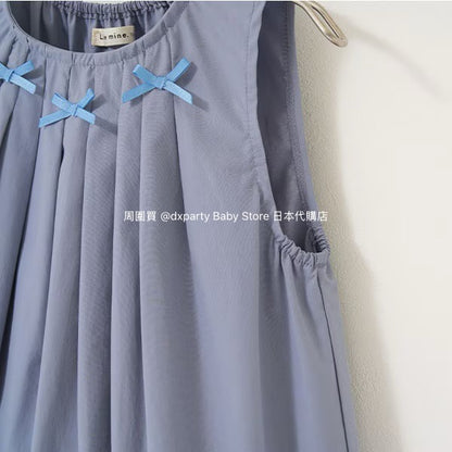Japanese children's clothing Ly# mine bow vest dress 100-150cm girls summer dresses 