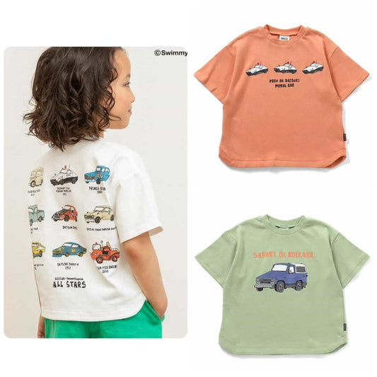 Japanese children's clothing BREEZE car print top 80-140cm boys' summer TOPS 