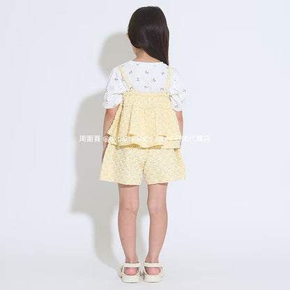 Japanese children's clothing Ly# mine tank top and shorts set 100-150cm girls summer TOPS PANTS 