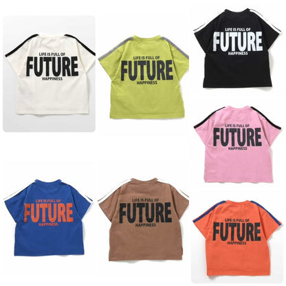 Japanese children's clothing BREEZE letter print top 90-160cm girls summer TOPS 