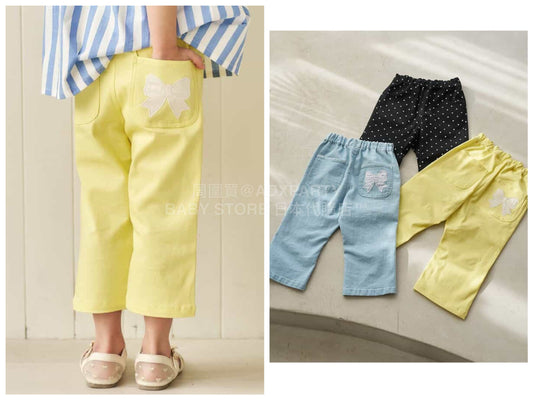 日本童裝 apres les cours 緞帶口袋七分褲 80-140cm 女童款 夏季 PANTS