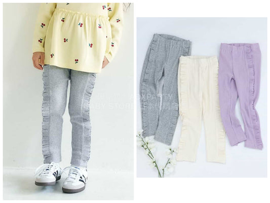 日本童裝 apres les cours 側荷葉長褲 80-130cm 女童款 夏季 PANTS