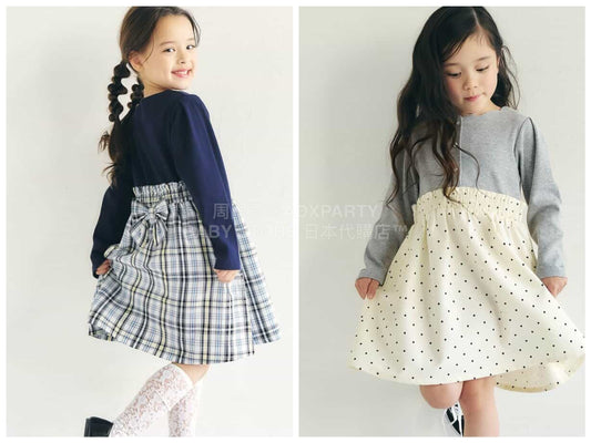 日本童裝 apres les cours 拼接連身裙 80-140cm 女童款 春季 DRESSES