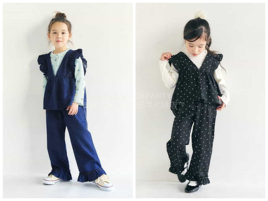 日本童裝 apres les cours 荷葉邊背心及荷葉邊長褲套裝 80-140cm 女童款 春季 TOPS PANTS