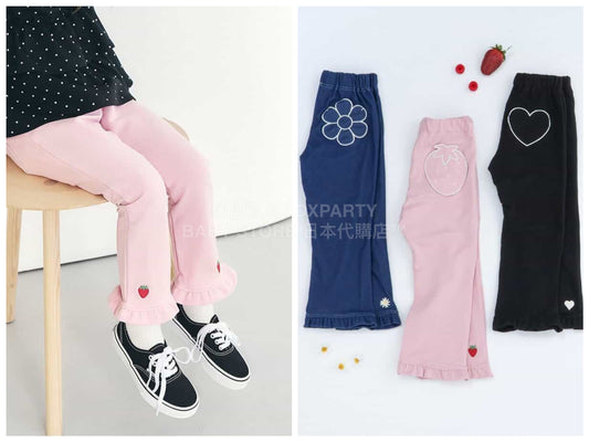 日本童裝 apres les cours 刺繡圖案口袋長褲 80-130cm 女童款 春季 TOPS