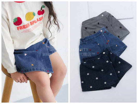 日本童裝 apres les cours 刺繡圖案裙褲 80-140cm 女童款 春季  SKIRTS PANTS