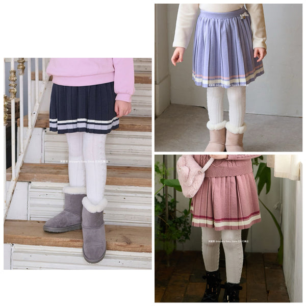 日本童裝 aF#a325 針織百摺裙 110-160cm 女童款 冬季 SKIRTS