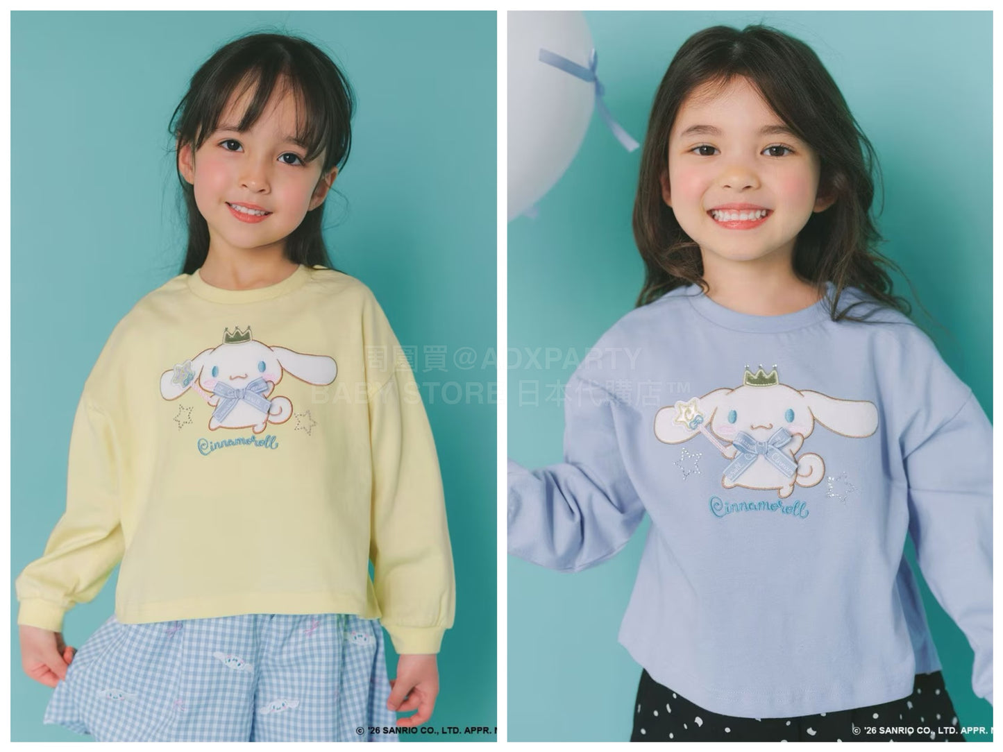 日本童裝 aF#a325 x Sanrio Cinnamoroll 印花上衣 100-150cm 女童款 夏季 TOPS