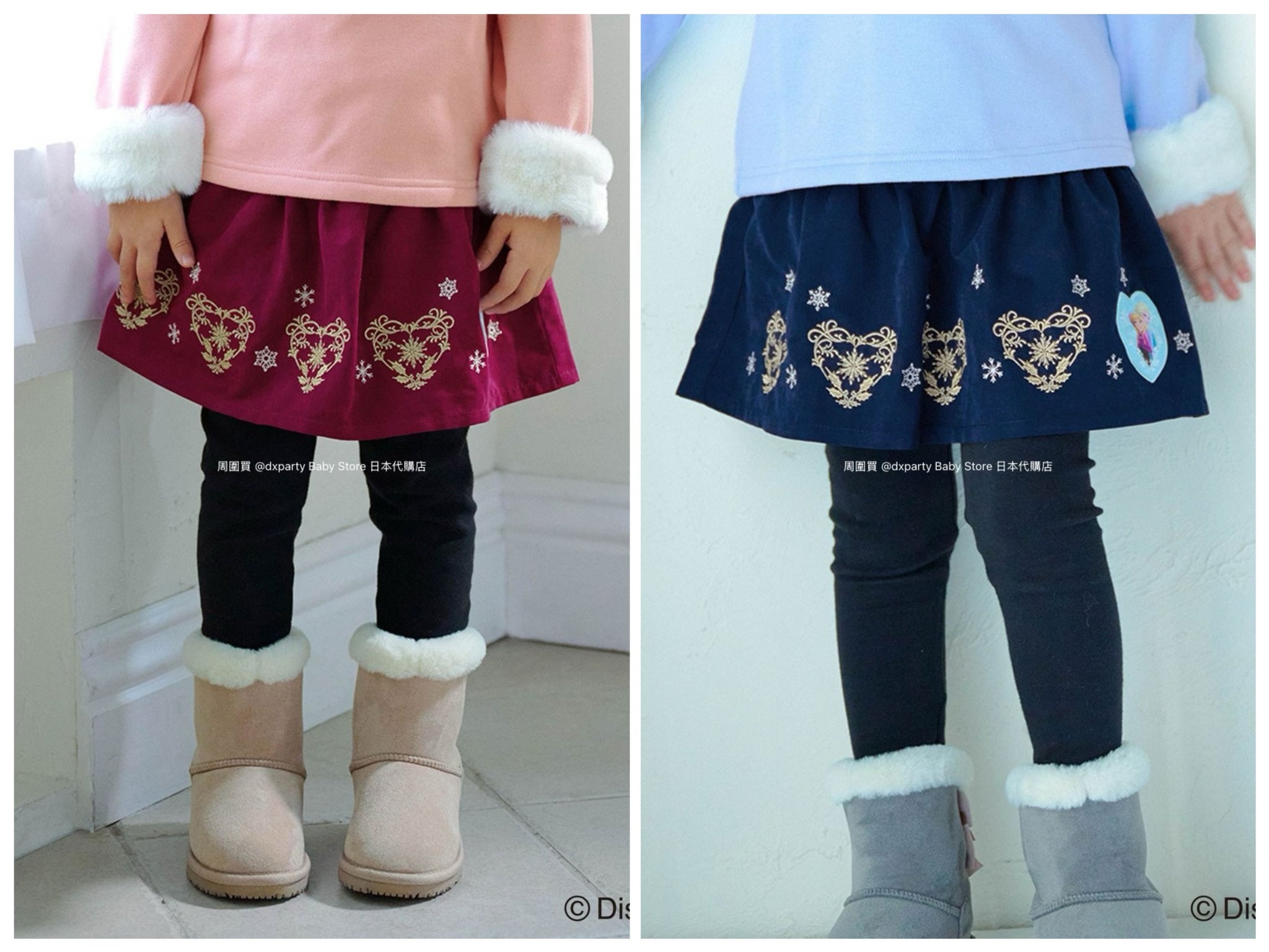 日本童裝 aF#a325 x FROZEN 假兩件裙連打底褲 90-140cm 女童款 冬季 PANTS