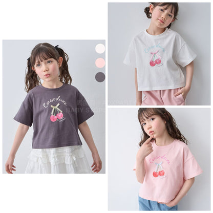 日本童裝 aF#a325 車厘子印花上衣 110-160cm 女童款 夏季 TOPS