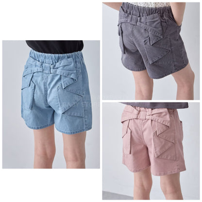 日本童裝 aF#a325 後蝴蝶結短褲 110-160cm 女童款 夏季 PANTS