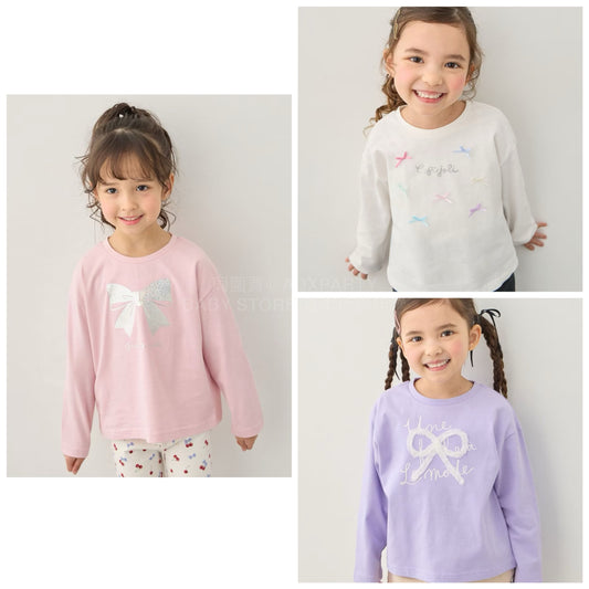 日本童裝 aF#a325 蝴蝶結裝飾上衣 90-150cm 女童款 夏季 TOPS