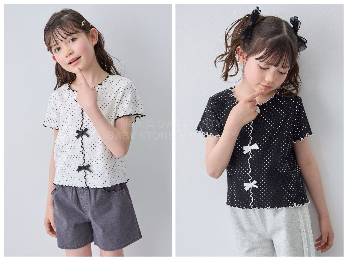 日本童裝 aF#a325 波點蝴蝶結上衣 110-160cm 女童款 夏季 TOPS