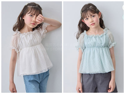 日本童裝 aF#a325 2Way 吊帶露肩上衣 110-160cm 女童款 夏季 TOPS