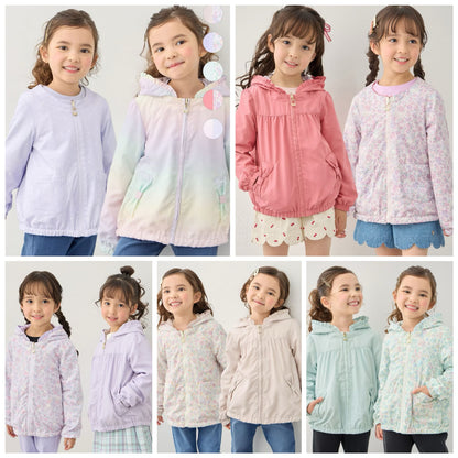 日本童裝 aF#a325 2Way 防水系列 雙面兩著 帽可拆 花邊風褸 100-150cm 女童款 春季 OUTERWEAR