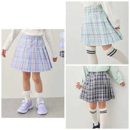 日本童裝 aF#a325 格紋百褶 110-150cm 女童款 夏季 SKIRTS