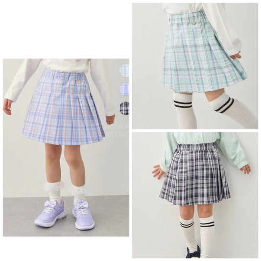 日本童裝 aF#a325 格紋百褶 110-150cm 女童款 夏季 SKIRTS