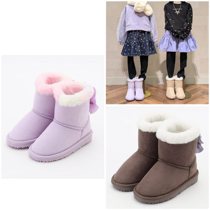 日本直送 aF#a325 蝴蝶結裝飾毛毛雪靴 16-22cm 鞋系列 其他品牌