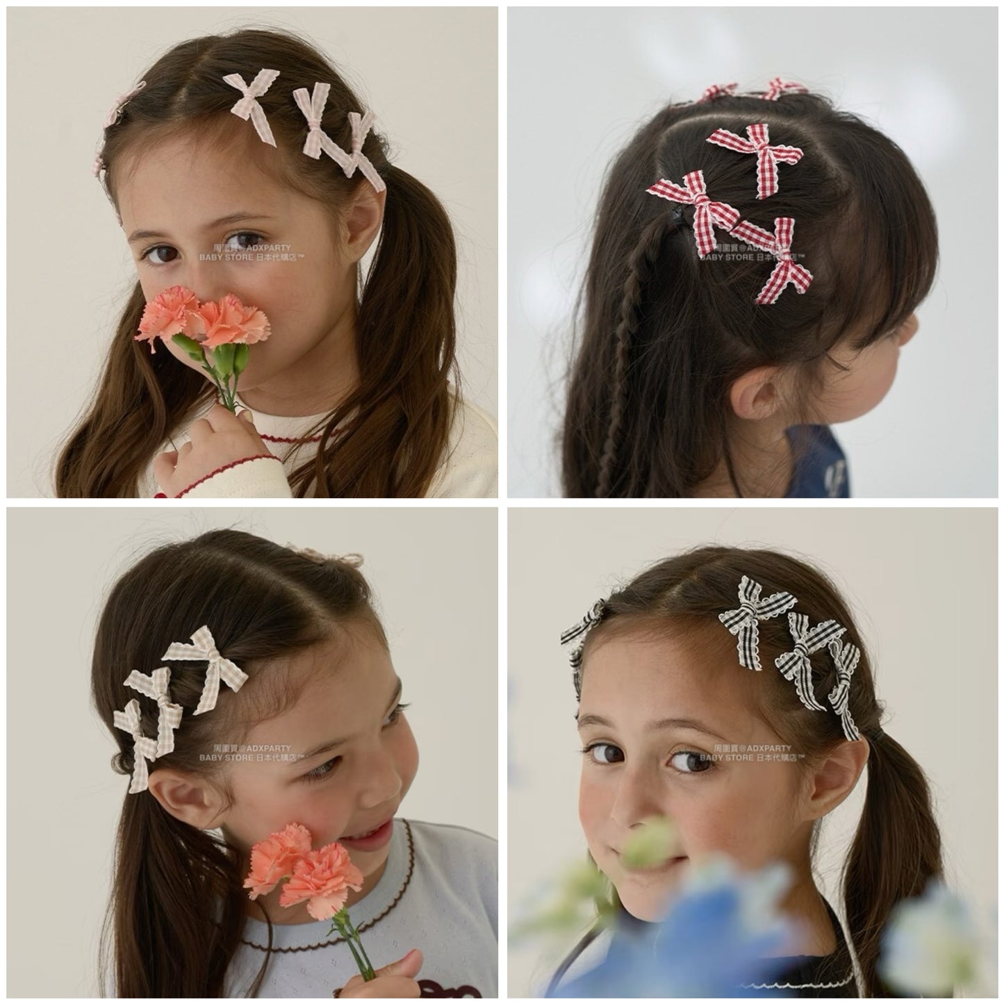 日本直送 Lycee mine 格紋絲帶髮夾6件套 手飾/髮飾系列