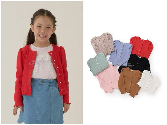 日本童裝 Ly# mine 宮廷肩袖薄外套 100-150cm 女童款 秋季 OUTERWEAR 聖誕紅/新年紅