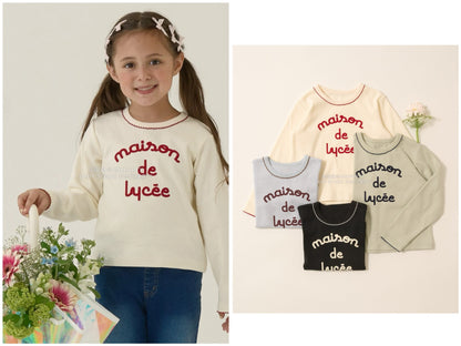 日本童裝 Ly# mine 字團網眼長袖上衣 100-150cm 女童款 秋季 TOPS